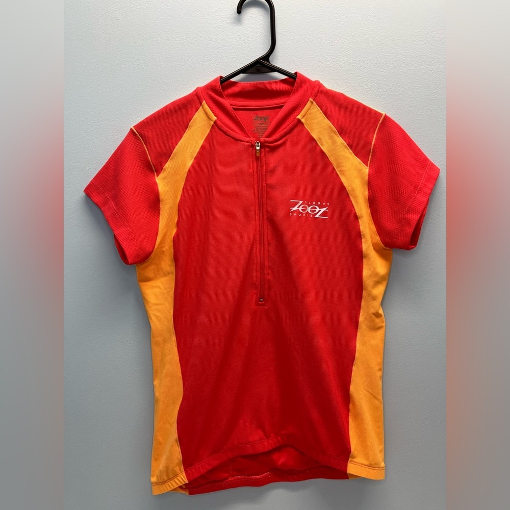 Women’s Zoot Red And Orange Spandex Short Sleeve Cycling T Shirt Large